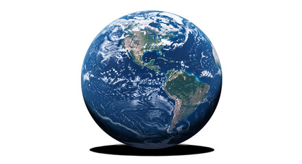 Fototapeta premium Detailed 3D Render of Planet Earth Showing North and South America Clouds and Oceans