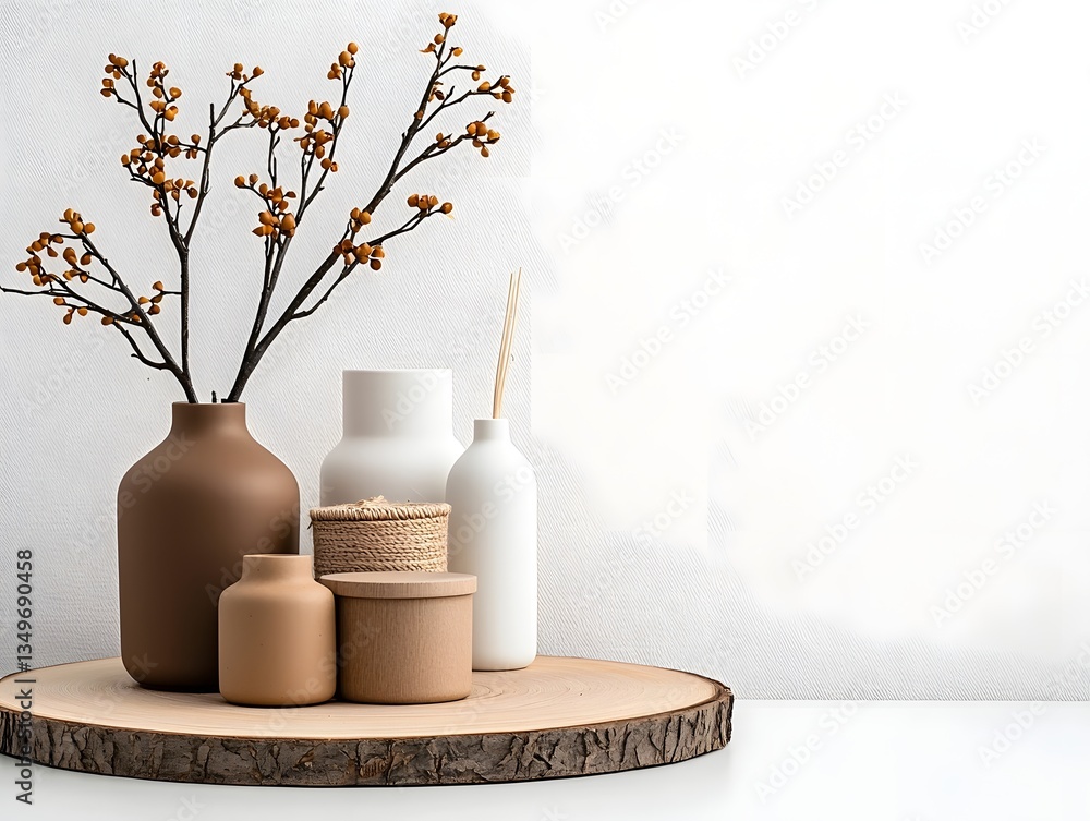 Poster assortment of decorative storage containers in various materials and shapes including cardboard wick