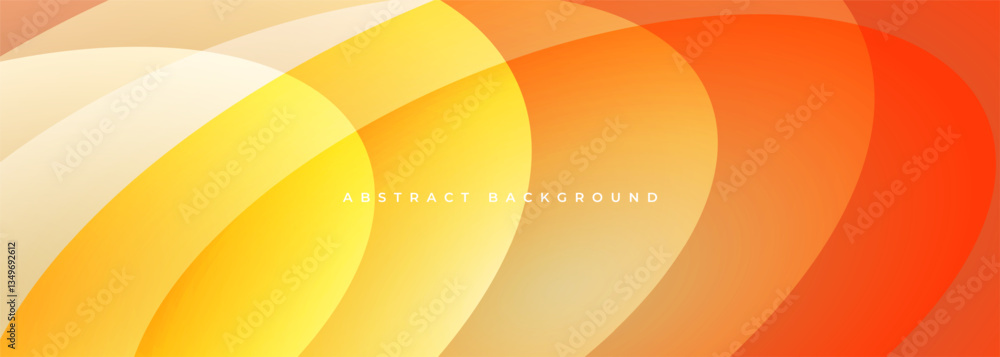 Poster abstract yellow and orange modern wide background with dynamic circle shapes. vector illustration