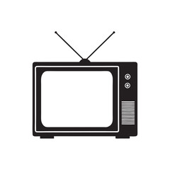 black television isolate on white background, television silhouette vector llustration, tv icon silhouette