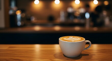 Artisan Coffee Latte with Intricate Foam Design