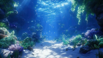 Obraz premium Underwater coral reef pathway
