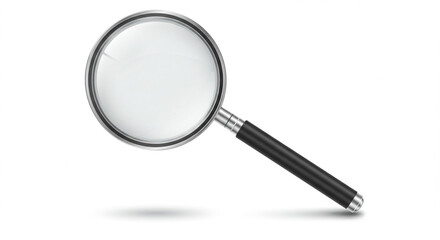 Magnifying Glass Metal Frame Black Handle Close up Studio Shot High Resolution Search Investigation