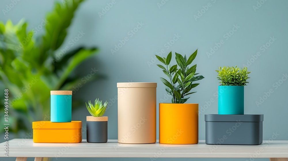 Poster assortment of various storage boxes and bins in different materials shapes and textures including ca