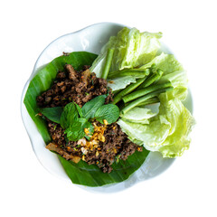 Spicy minced pork salad, Thai food
