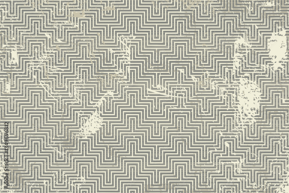 Poster Abstract geometric seamless pattern with an effect of attrition in retro color. Vector shabby geometric carpet. Vintage background for ceramic tile, wallpaper, linoleum, textile, rug, web page
