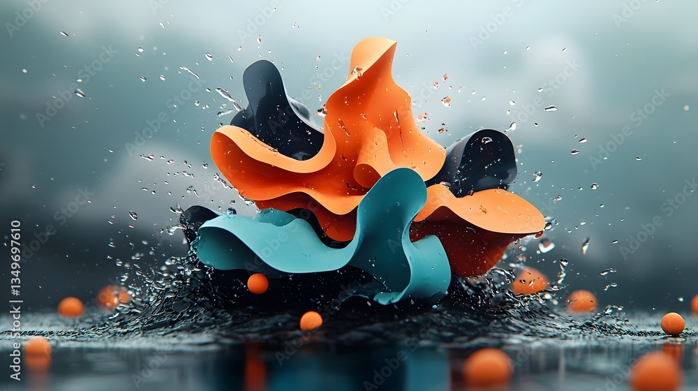 Poster captivating abstract visualization of weather metrics and fluid topographic terrain in a dynamic cin
