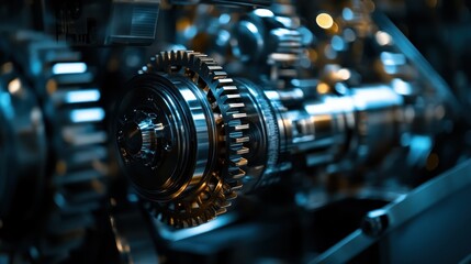 Fototapeta premium Intricate Machinery: A Close-Up of Gears and Mechanisms
