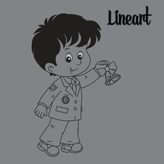 Cute boy line art design