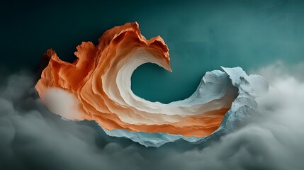 Captivating digital artwork showcasing a mesmerizing fluid topographic terrain with a dynamic weather data visualization creating a hypnotic cinematic