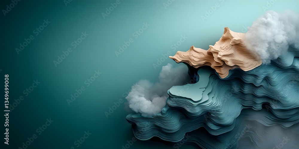 Poster captivating fluid data visualization cinematic topographic landscape of weather analytics and digita