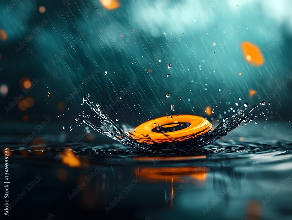 Poster captivating fluid rainfall visualization with dynamic weather analytics dashboard display featuring 