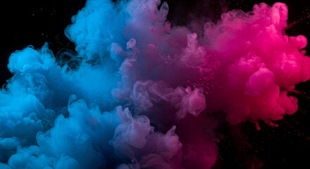 Abstract Vibrant Pink and Blue Ink Swirls Color Explosion Fluid Art Background