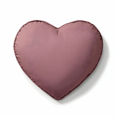 Pink heart-shaped pillow on white background; Valentine's Day gift, home decor
