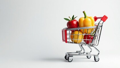 Online shopping cart isolated on white background , background, business, commerce