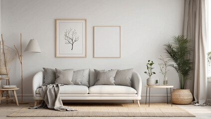 Mock-Up Poster Frame in a Stylish Interior Background for Design Presentations