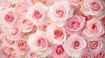 Pink roses closeup. As a wedding background and for Valentine's Day. Soft focus blur.