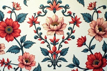 Subtle floral damask, elegant repeating motif, nature, white, craft