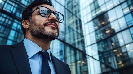 Fototapeta premium Confident Businessman in Modern Cityscape