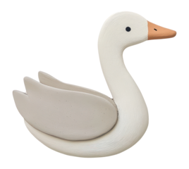 PNG 2d clay swan animal minimalist decoration.