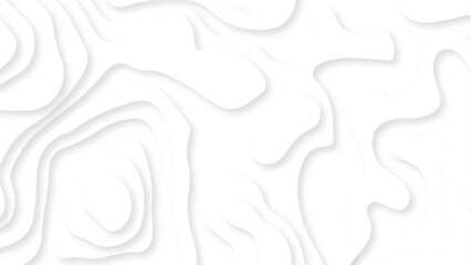 White paper cut decoration textured with wavy layers 3d topography relief background. Abstract white paper cut banner. Geometric layered curve line white background illustration.