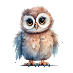 Fototapeta premium Cute baby owl standing on transparent background