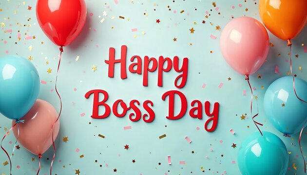 Happy Boss Day Balloons Greeting Card Design
