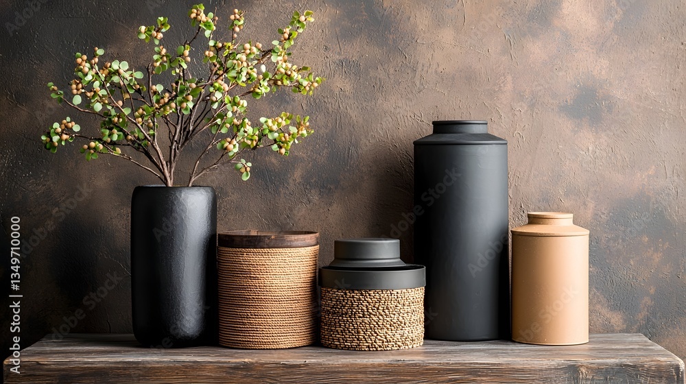 Poster curated collection of versatile storage containers including cardboard file boxes woven wicker bins 