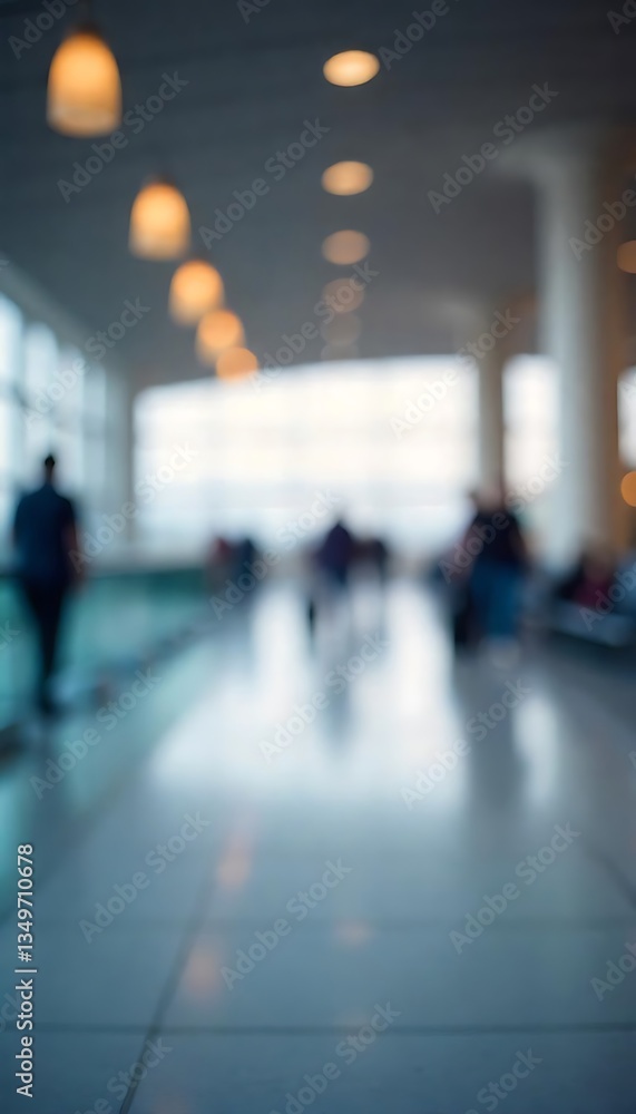 Aufkleber generative ai blurred image of people walking in a modern airport terminal with overhead lighting