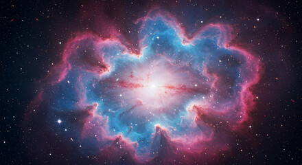 Cosmic Nebula Vibrant Pink and Blue Celestial Cloudscape Stellar Dust and Glowing Stars