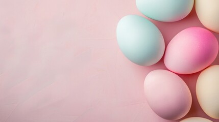 Fototapeta premium Pink And Blue Eggs On Light Pink Dreamy Canvas.