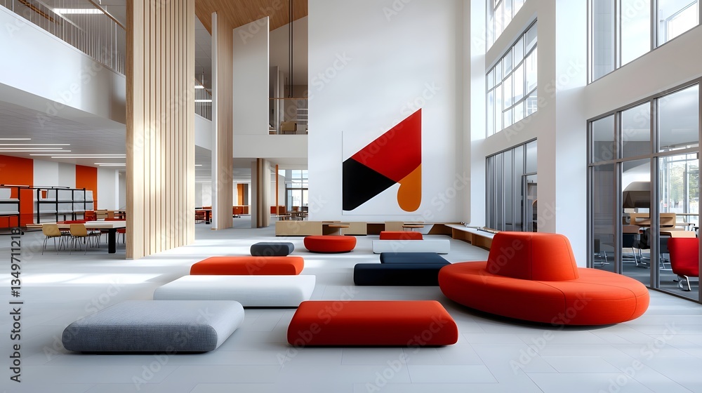 Poster cutting edge educational institution with innovative classrooms and modern architectural design 3d b