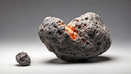 Dramatic Asteroid Displayed Against a Bright White Background for Visual Impact