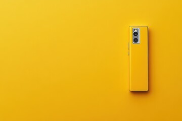 Yellow smartphone on yellow background