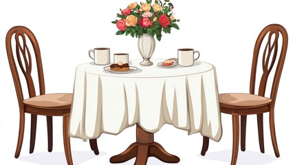 Table Setting with Flowers for a Romantic Date