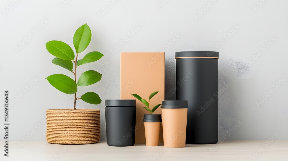 Poster diverse selection of storage boxes and baskets including cardboard wicker and metal containers arran