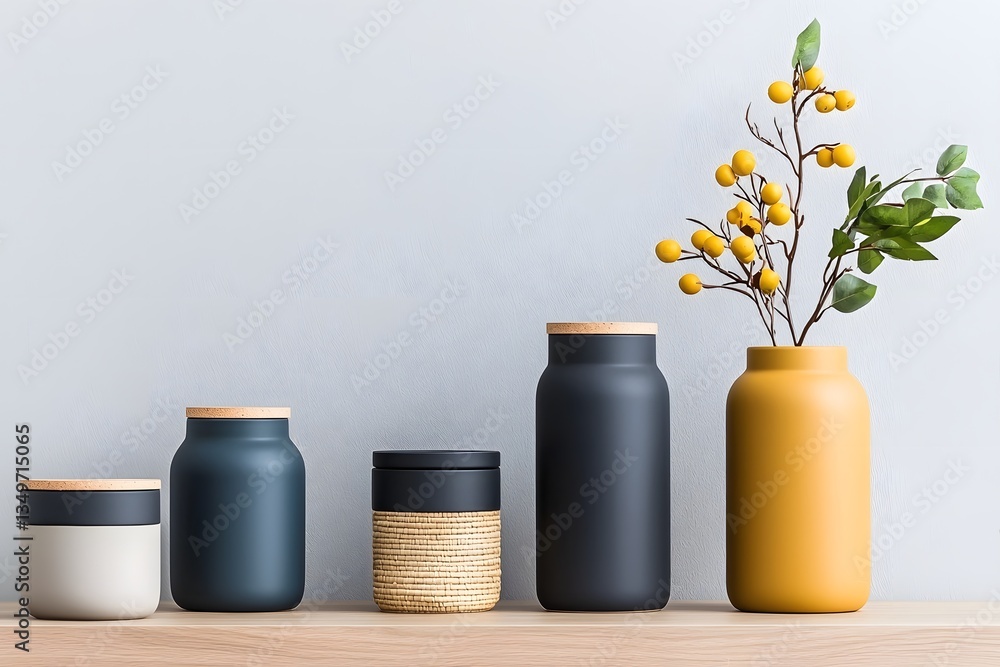 Poster diverse storage containers in an array of forms and materials including cardboard wicker and metal t
