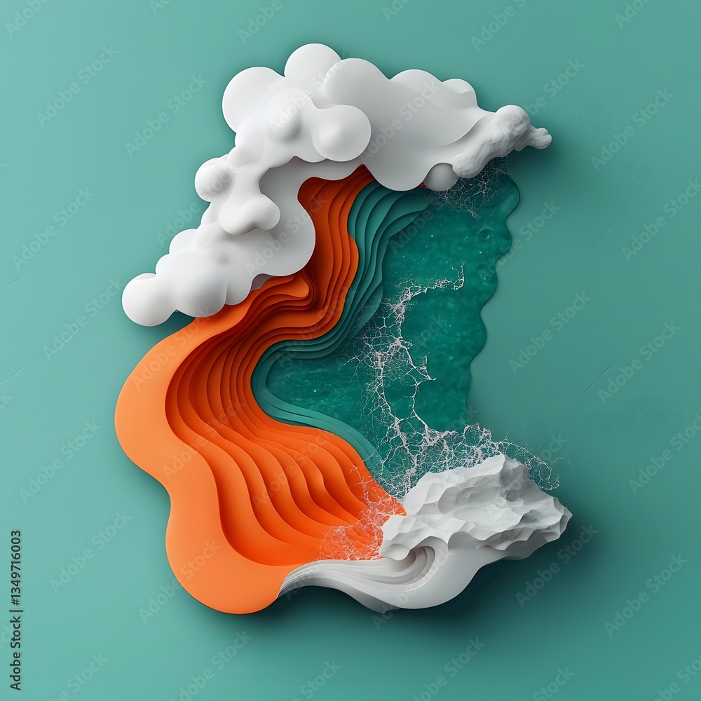 Poster dynamic fluid topography a captivating visualization of rainfall pattern data showcasing the intrica