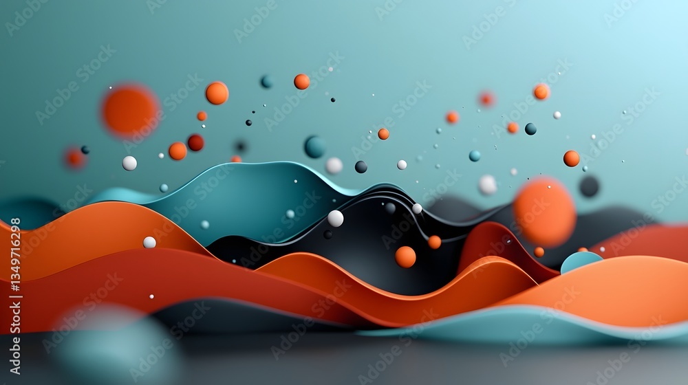 Poster dynamic hypnotic rainfall pattern map with surreal topographic landscape abstract data visualization