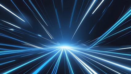 Obraz premium A digital abstract background with diagonal streaks of light in various shades of blue. The glowing light beams create a sense of motion and depth, blending smoothly into the darker background. 