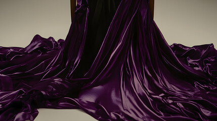 Naklejka premium Luxurious purple silk draped over chair, studio shot, elegant background, perfect for fashion or design