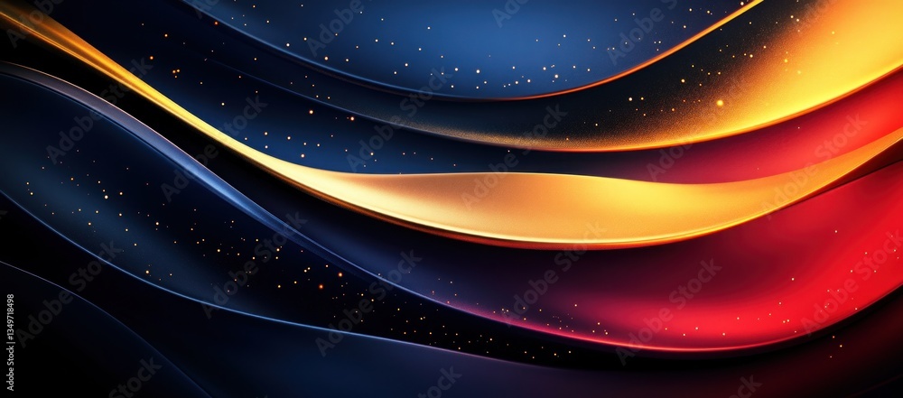 Wall mural abstract gradient background with navy and gold, bright red and yellow, featuring a empty space for 