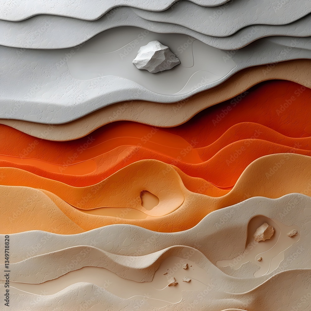 Poster ethereal topographic landscape visualization of weather data patterns in minimalist contemporary art