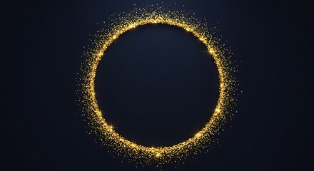 Golden Sparkles Circle Frame: Abstract Background