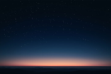 Horizon dawn under the starry sky
