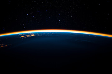 Obraz premium Illuminated Earth's atmosphere night scene starry sky