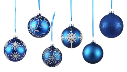 Set of Blue Christmas ball png
