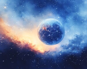 Obraz premium A breathtaking cosmic watercolor of Earth