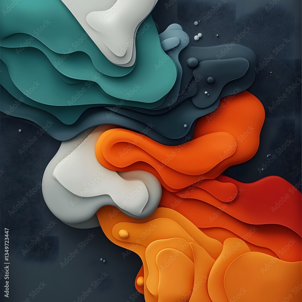Poster fluid cartography of dynamic topographical weather visualization in vibrant color palette abstract d