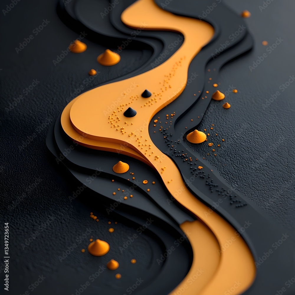 Poster fluid geospatial data visualization with dynamic topographic rainfall patterns and fractal inspired 